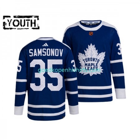 Toronto Maple Leafs ILYA SAMSONOV 35 Adidas 2022 Reverse Retro Blauw Authentic Shirt - Kinderen